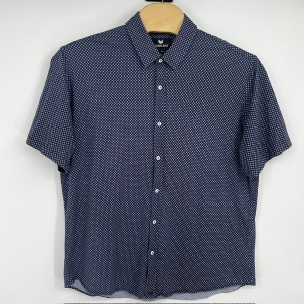 Buttercloth Men's 3XL Tall Fit Icy Cotton Navy Blue Short Sleeve Button Up Shirt